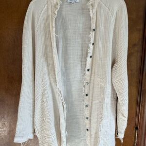Cream Button-Up Women's Top A0020
